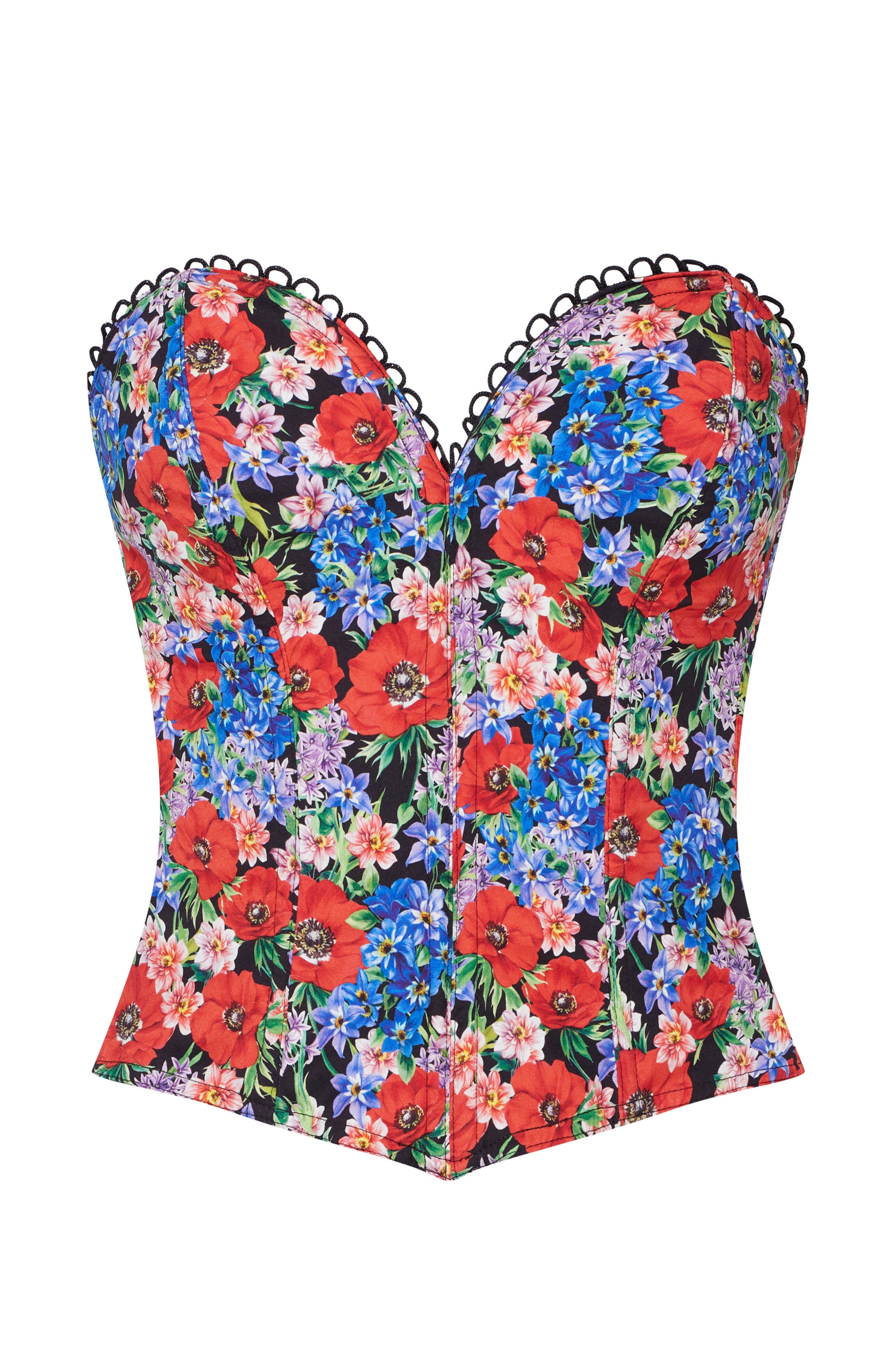 cadolle-altea-corset-bustier-noir-fleuri-en-satin image 1