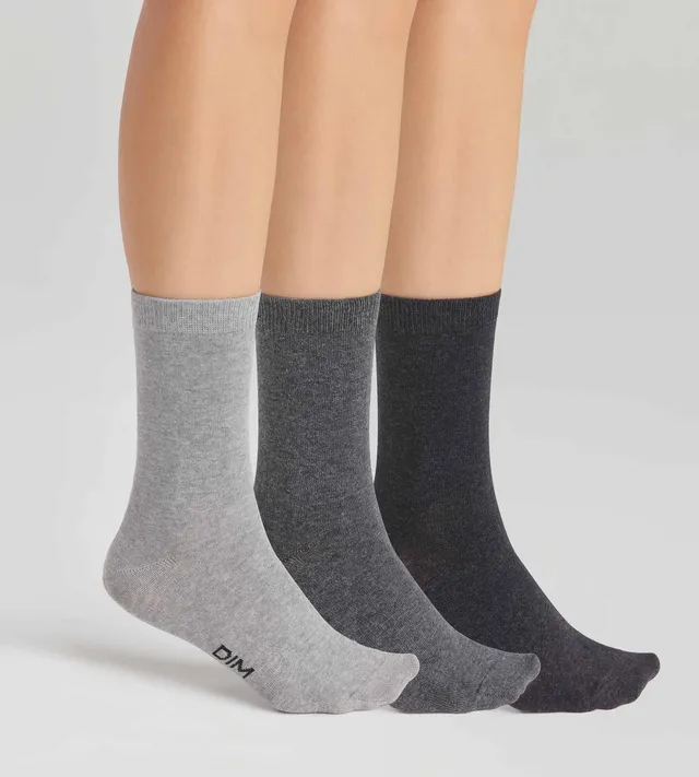dim-coton-nice-price-lot-de-3-paires-chaussettes-femme-coton-gris-clair image 1