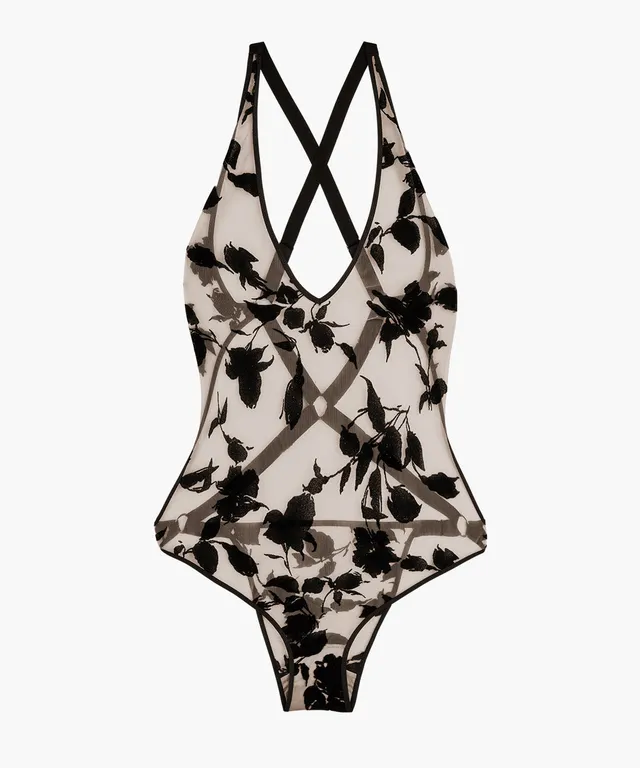 aubade-bo-te-d-sir-body-black-tulle-floqu-velours-et-dos-nu image 1