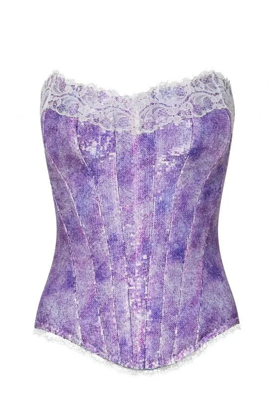 cadolle-kelly-corset-sequins-violet-dentelle-leavers image 1