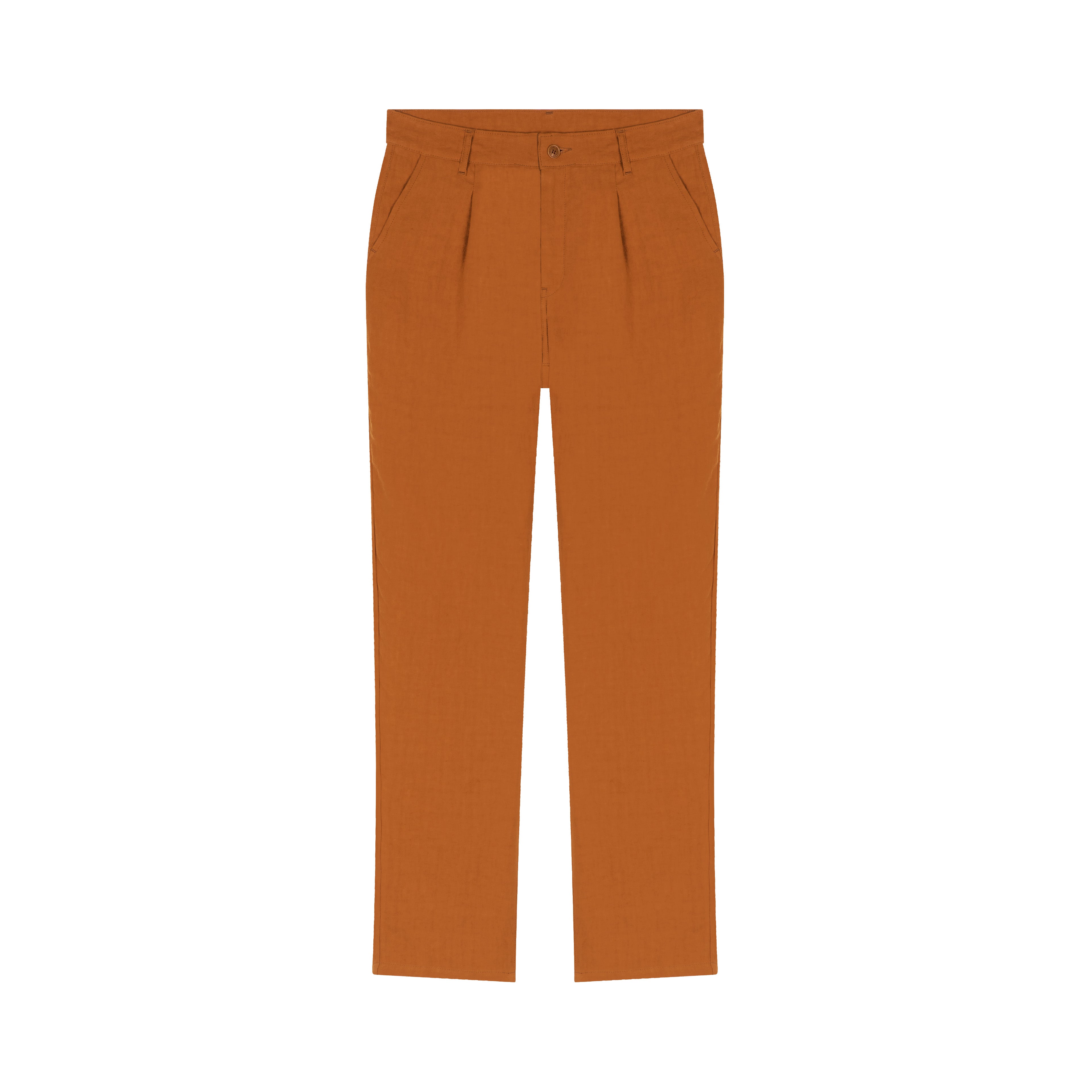 atelier-tuffery-gustave-pantalon-plis-homme-ample-en-lin-rouille image 1