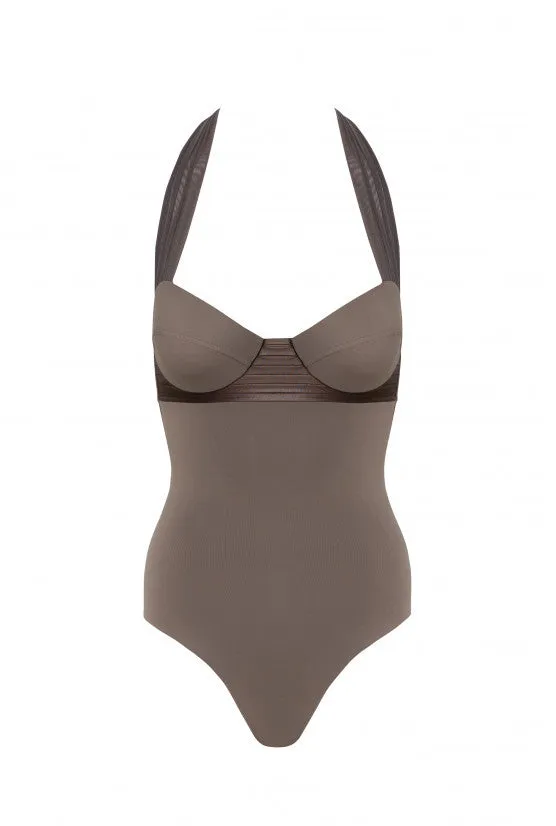 cadolle-maillot-de-bain-taupe-pigeonnant image 1