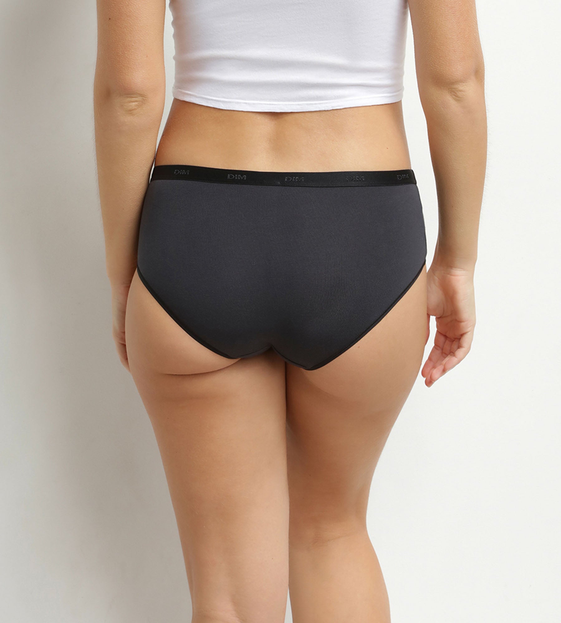 dim-les-pockets-ecodim-lot-de-5-boxers-femme-coton-stretch-gris-jaune image 2