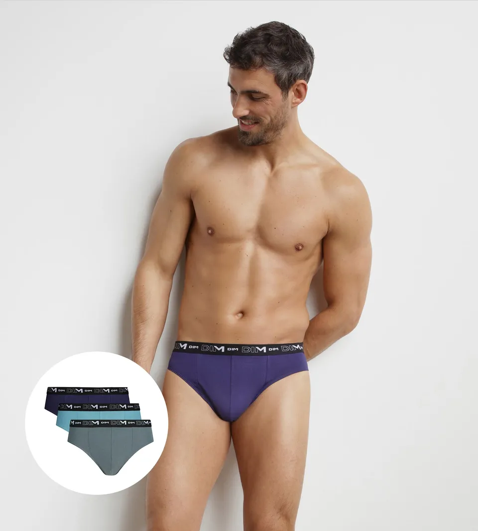 dim-coton-stretch-d6595t3-glace-lot-de-3-slips-homme-violet-intense image 1