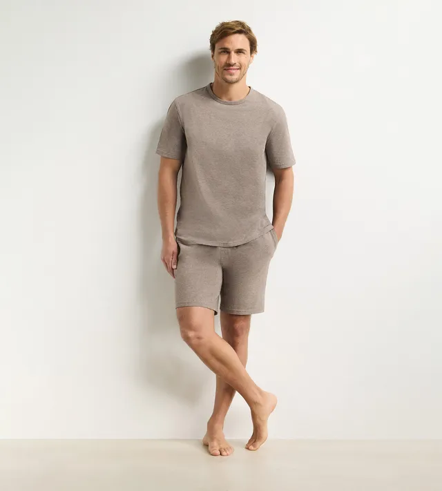 dim-jersey-elastane-ensemble-pyjama-short-homme-marron-m-lange image 1