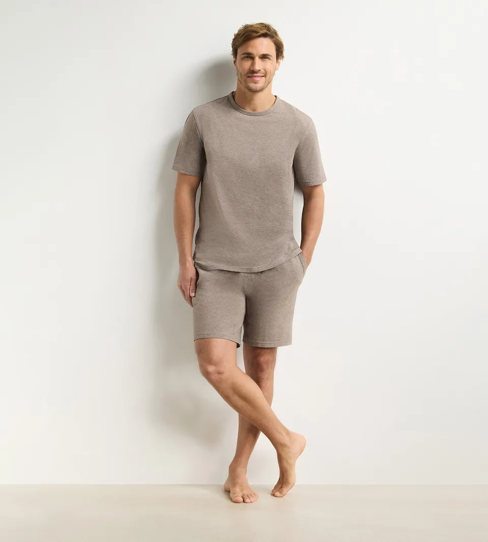 dim-jersey-elastane-ensemble-pyjama-short-homme-marron-m-lange image 1