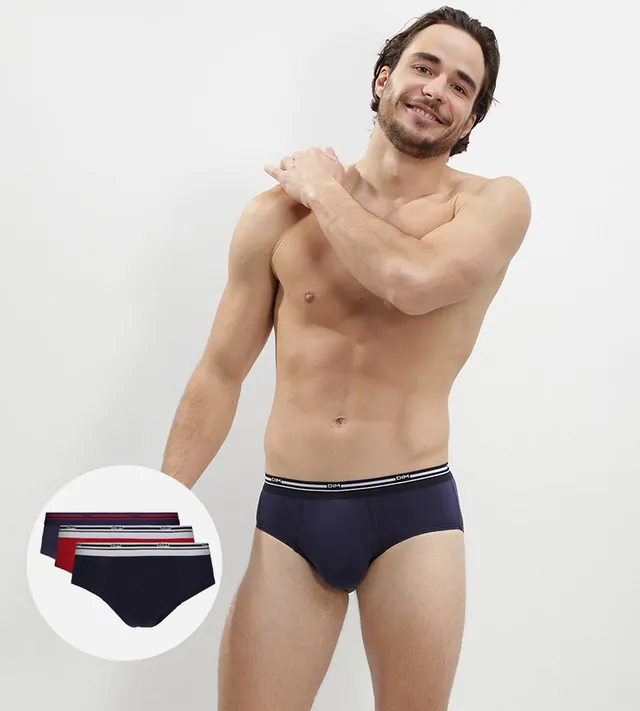 dim-classic-colors-lot-de-3-slips-homme-rouge-et-bleu image 1