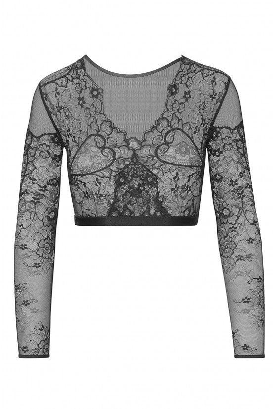 cadolle-crop-top-dentelle-noir-coeur-doubl-satin image 1