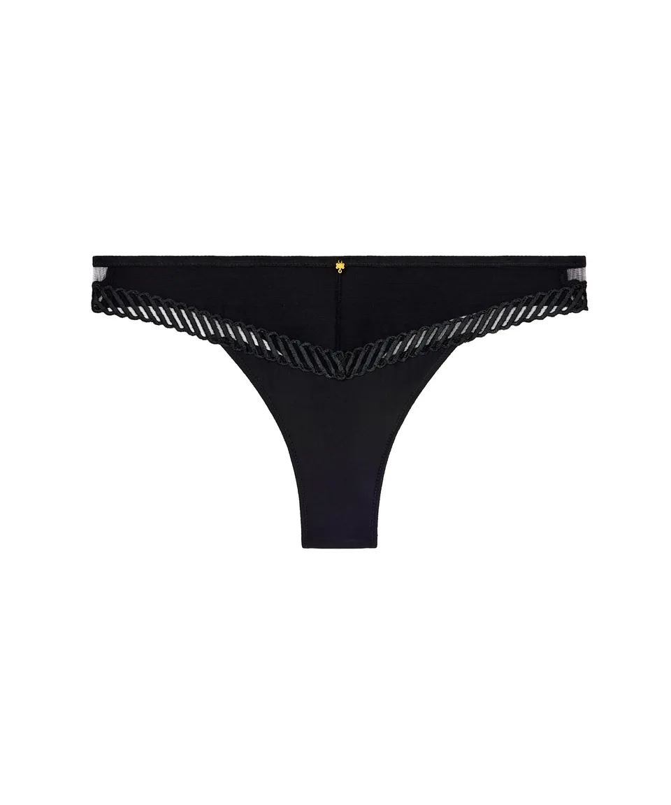 aubade-sheer-emotion-tanga-noir-tulle-transparent image 1