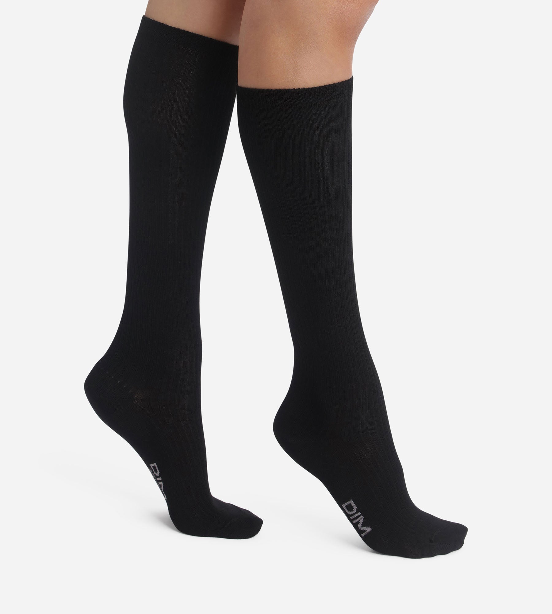 dim-modal-chaussettes-hautes-femme-c-tel-e-coton-noir image 2