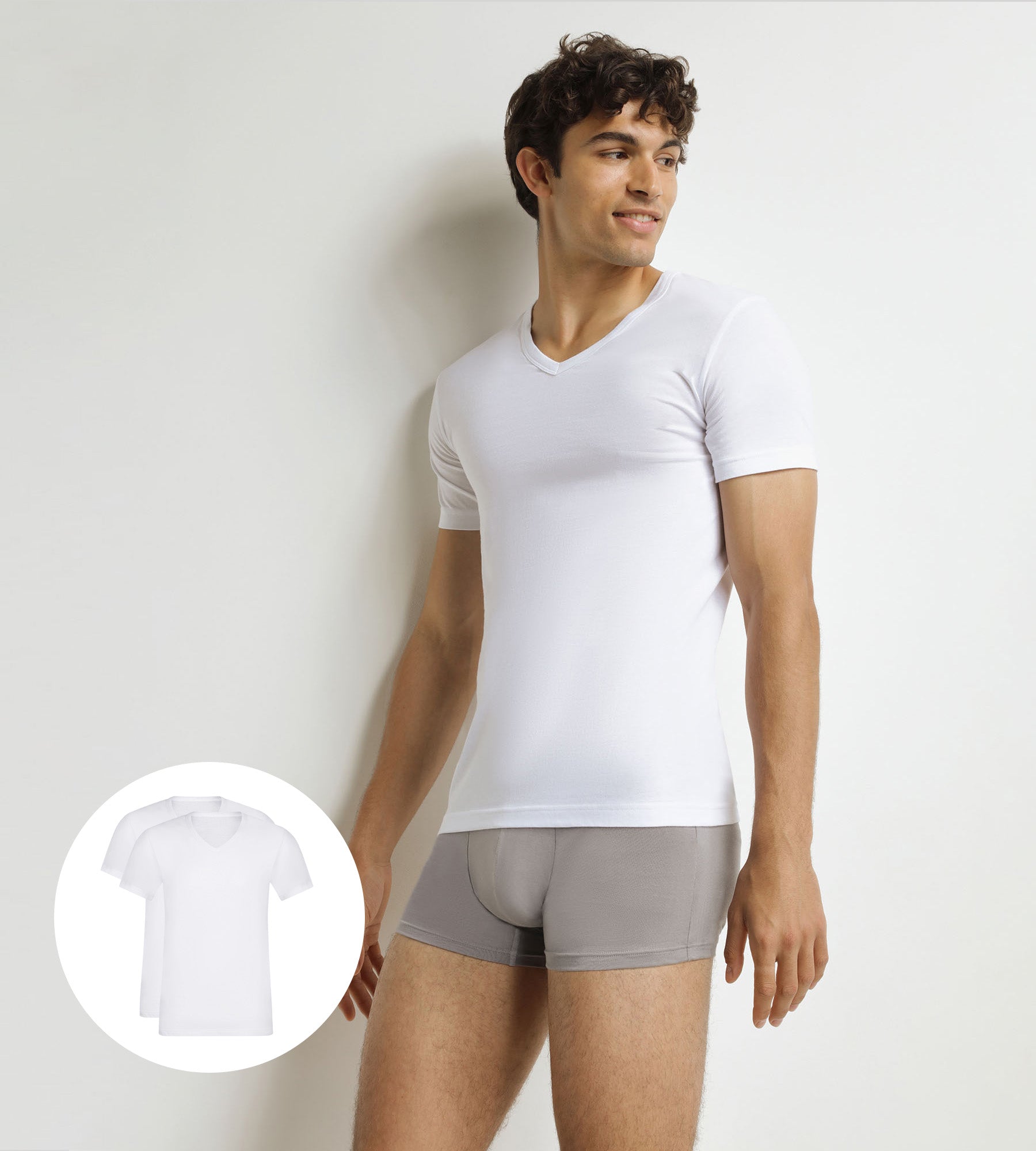 dim-ecodim-lot-de-2-t-shirts-homme-coton-blanc-col-v image 1