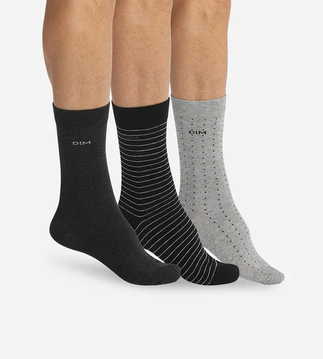dim-coton-style-lot-3-chaussettes-homme-noir-anthracite image 1