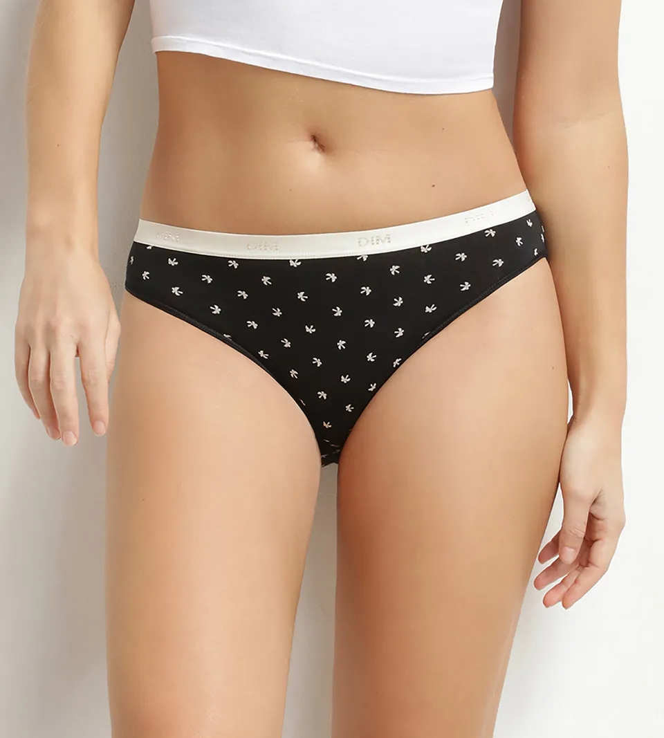 dim-les-pockets-lot-de-5-slips-femme-coton-stretch-motif-tropical image 1