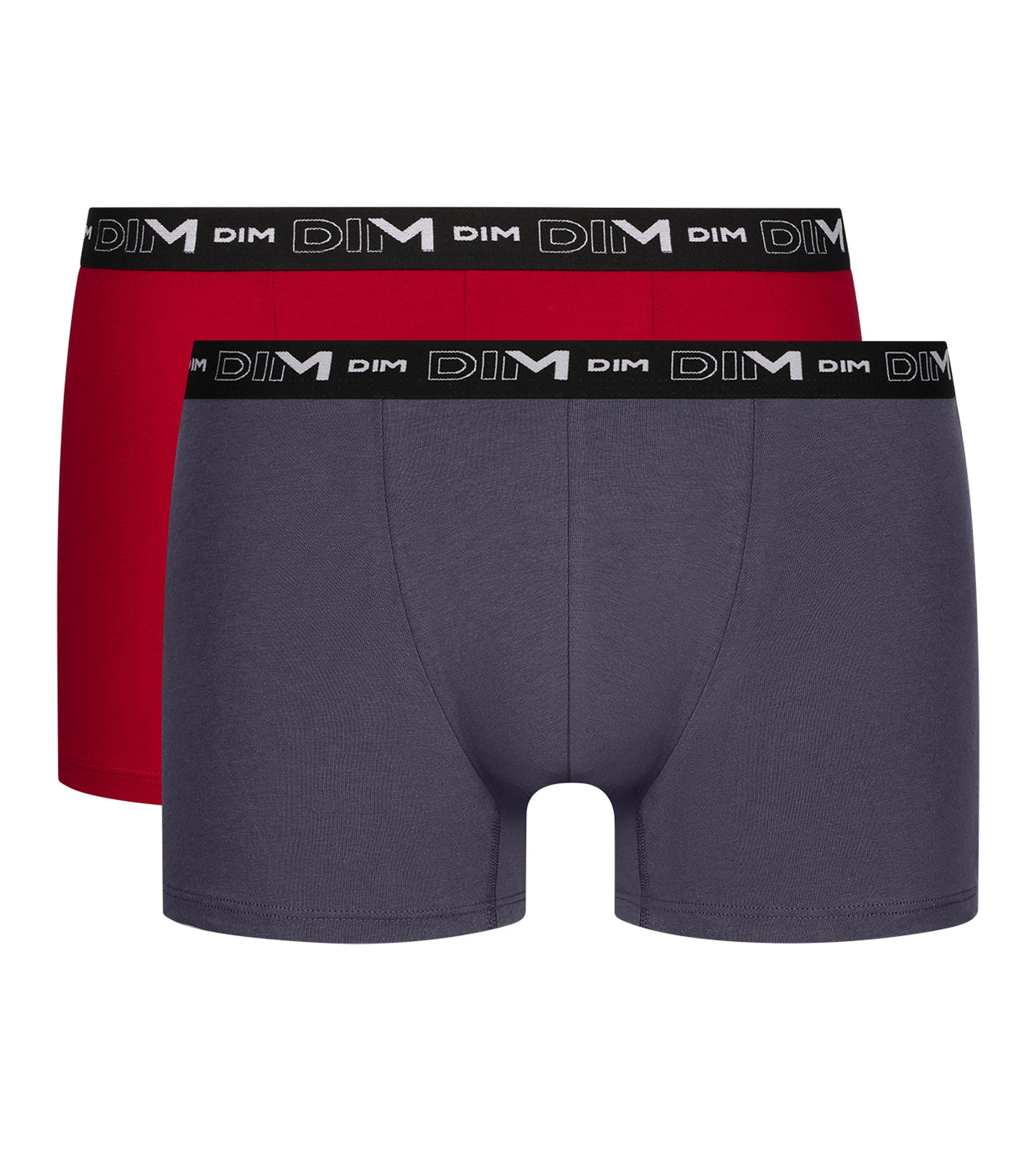 dim-lot-de-2-boxers-homme-coton-stretch-gris-rouge-d6596t2 image 3