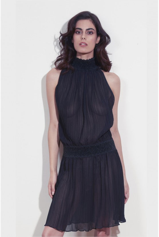 cadolle-robe-angela-mousseline-pliss-e-noire image 2