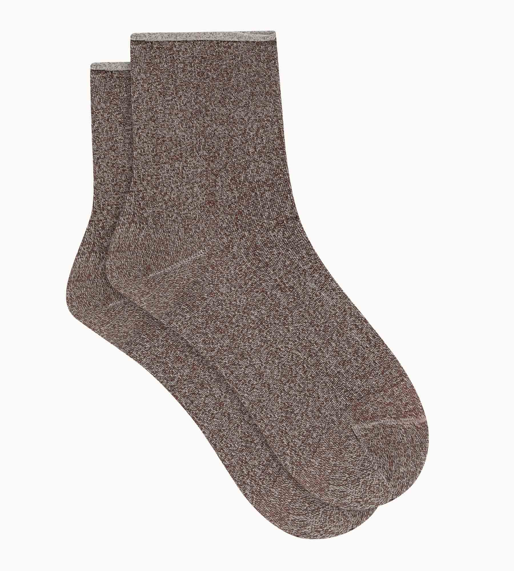 dim-mode-chaussettes-femme-mi-hautes-lurex-marron image 2