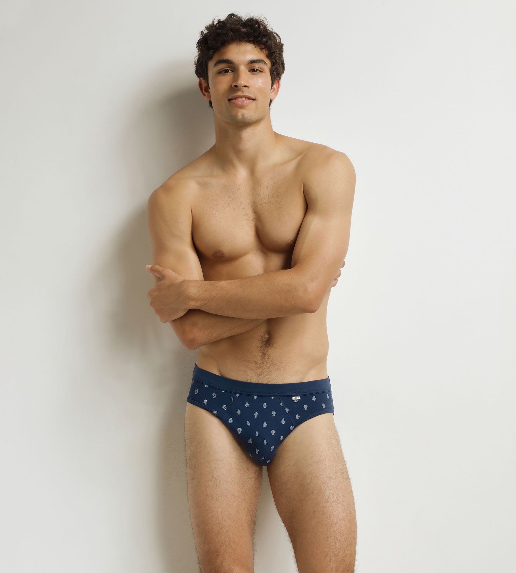 dim-classic-coton-slip-homme-noir-motif-gouttes image 1