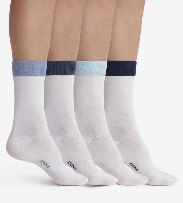 dim-ecodim-mode-lot-4-paires-chaussettes-homme-blanc-coton-mi-hautes image 1
