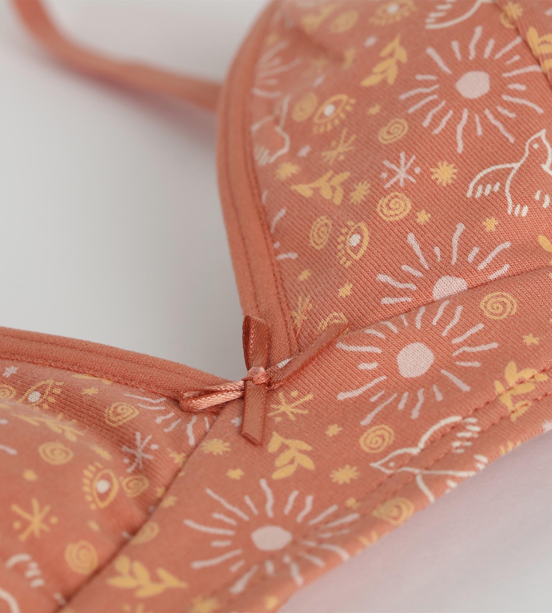 dim-les-pockets-soutien-gorge-fille-coton-stretch-triangle-ocre-fleurs-bonnets-a image 3