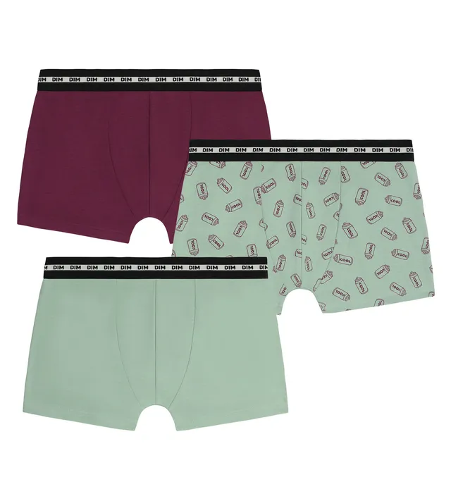 dim-lot-de-3-boxers-gar-on-coton-stretch-cuivre-motifs image 1