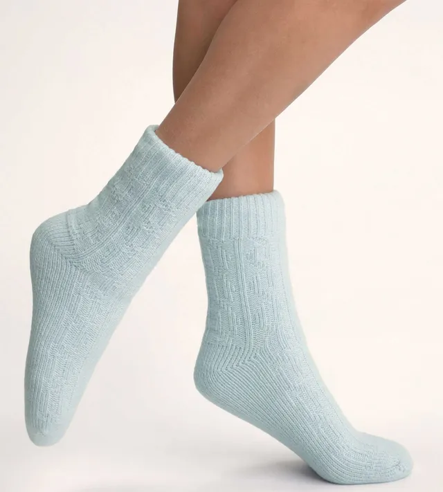 dim-cocoon-polaire-chaussette-chaude-femme-bleu-ciel-mi-haute image 1