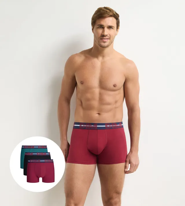 dim-powerful-lot-de-3-boxers-homme-coton-stretch-velours-noir-vert-bouteille image 1