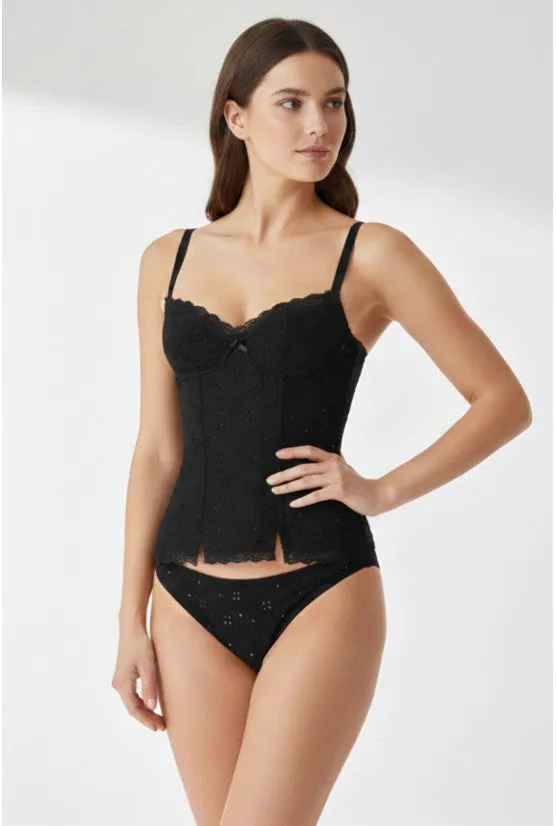 cadolle-corset-noir-broderie-anglaise-salsa image 1