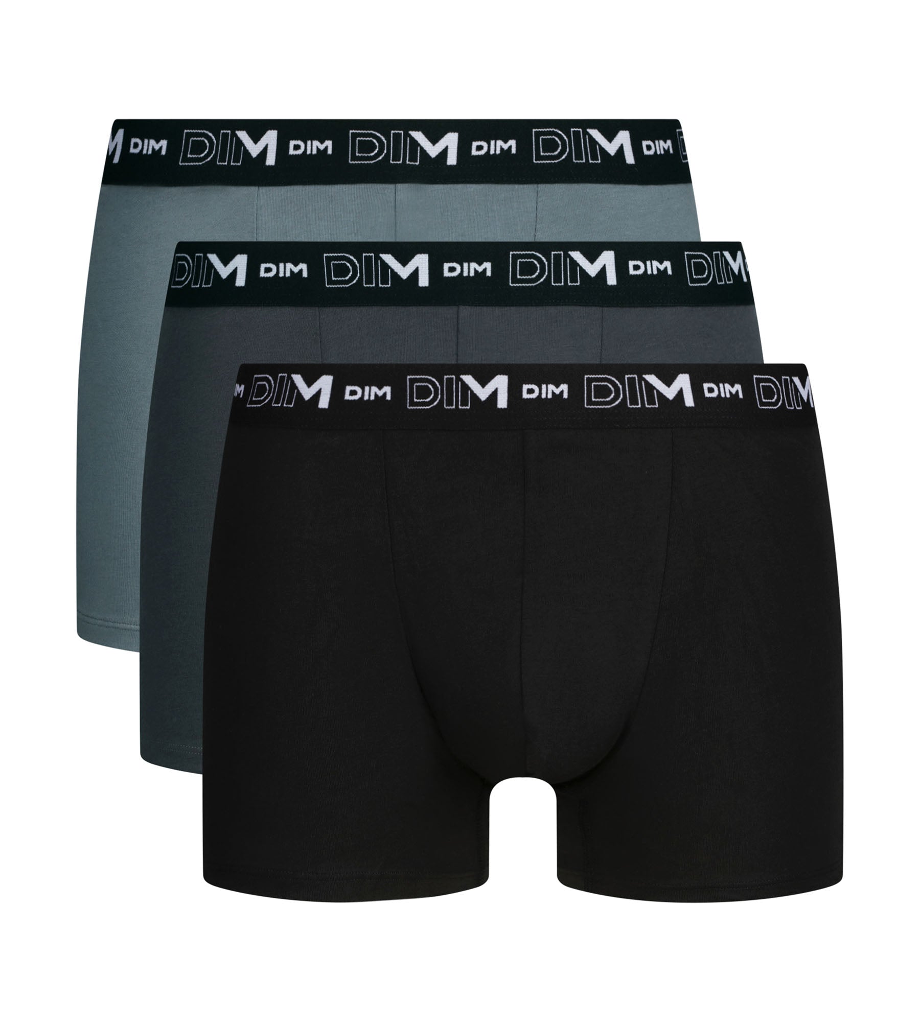 dim-lot-de-3-boxers-homme-coton-stretch-noir-gris-d6596 image 3