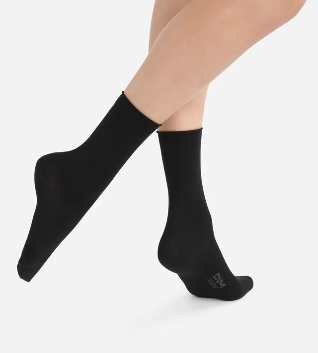 dim-lot-de-2-paires-chaussettes-noires-femme-coton-modal image 1