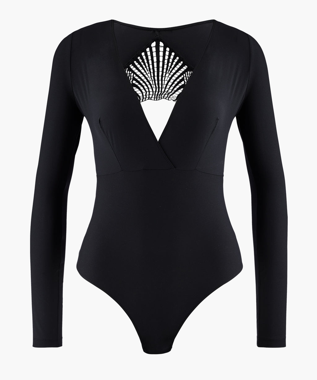 aubade-les-bodys-body-manches-longues-noir-string-dos-brod image 1