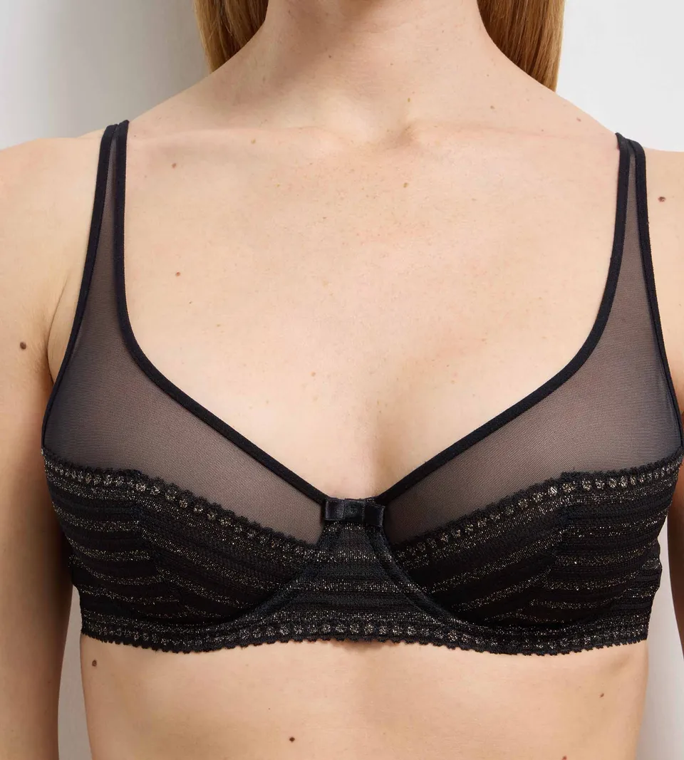 dim-holiday-soutien-gorge-foulard-armatures-dentelle-noir-ray-lurex image 1
