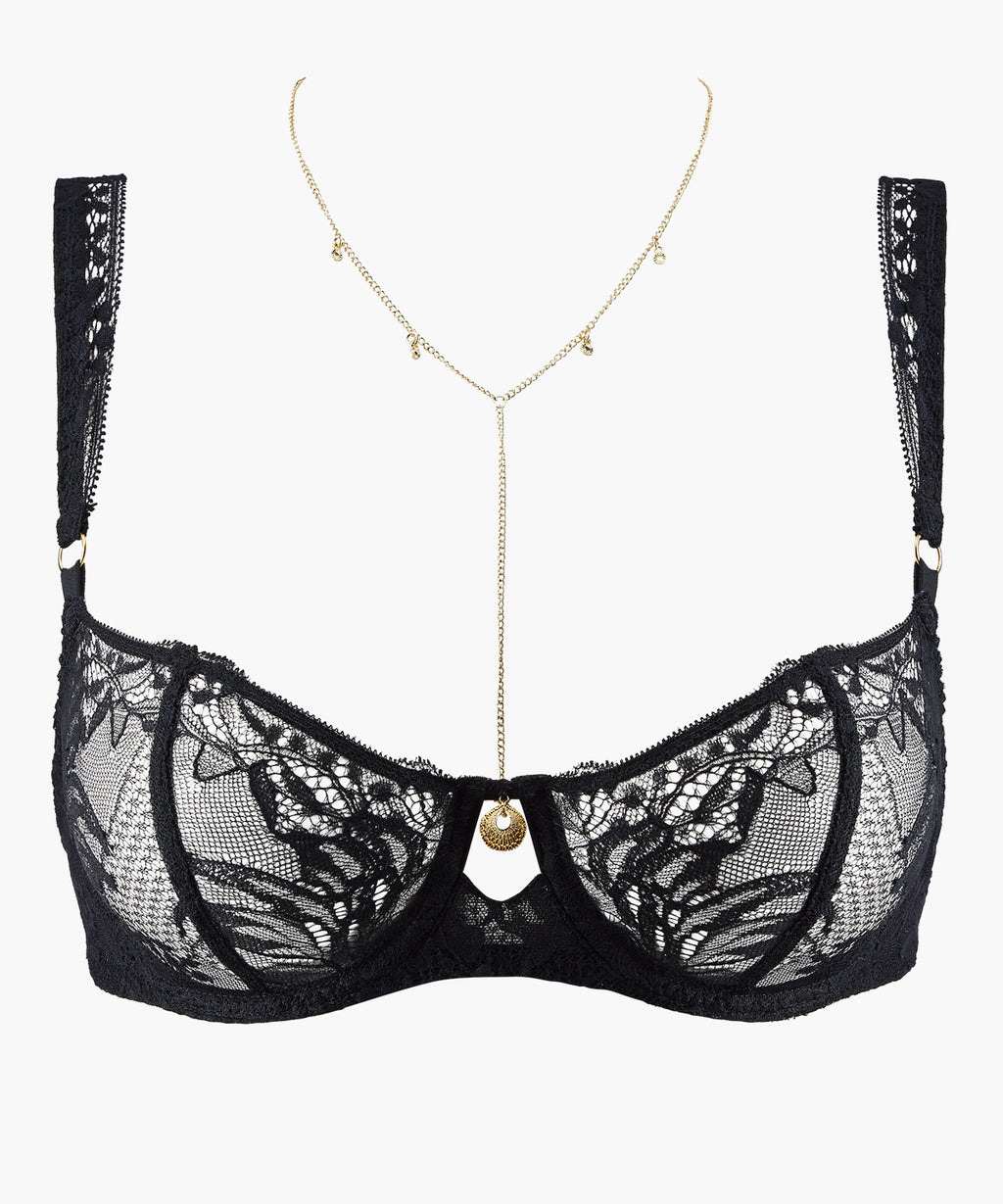 aubade-gold-pleasure-half-cup-black-light-corbeille-en-dentelle-florale-et-cha-n image 1