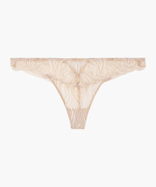 aubade-into-the-groove-tanga-sandstone-broderie-fran-aise-et-d-coupe-en-v image 1
