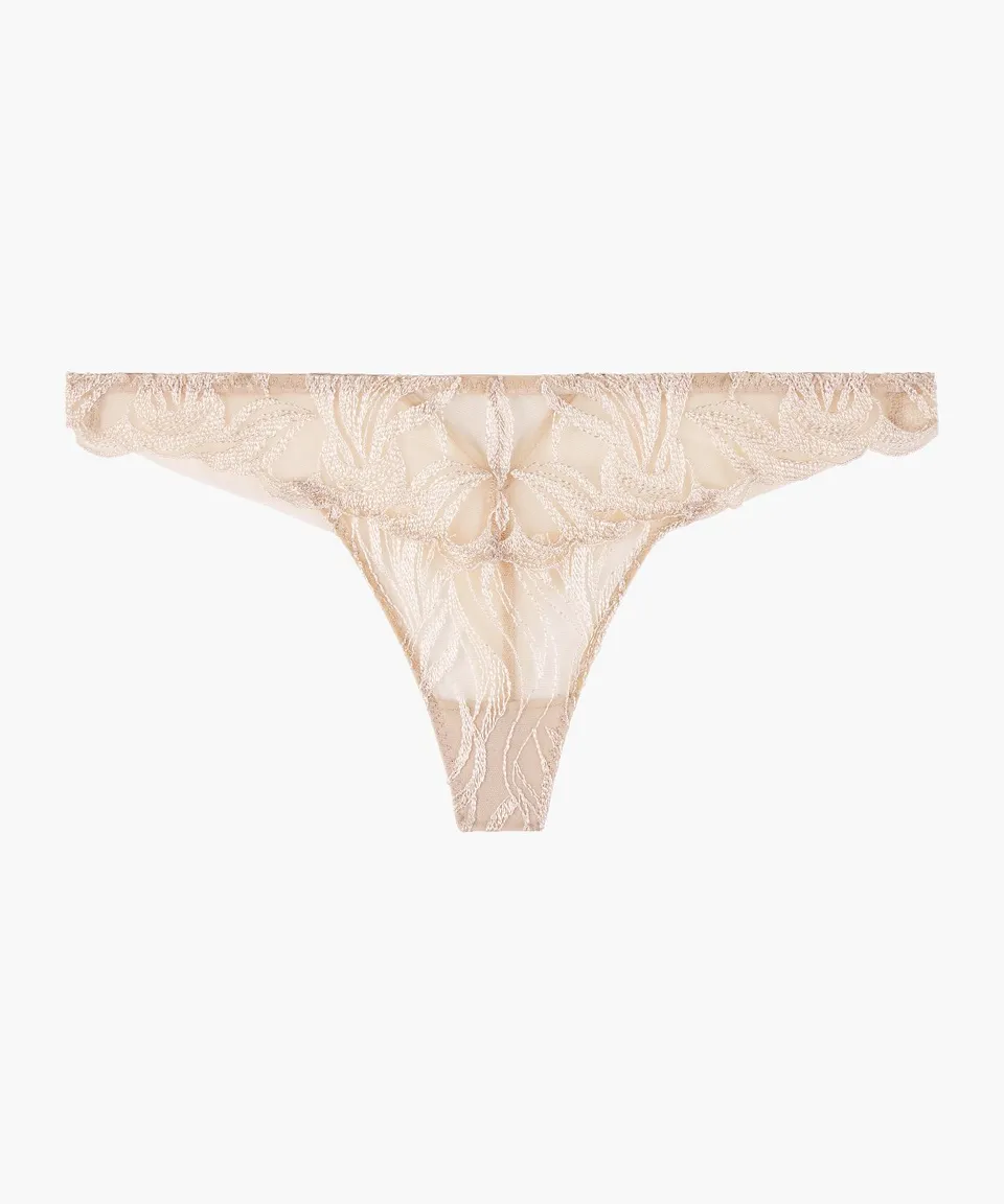 aubade-into-the-groove-tanga-sandstone-broderie-fran-aise-et-d-coupe-en-v image 1