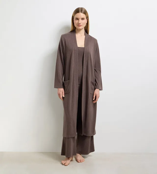 dim-x-ines-de-la-fressange-cardigan-long-jersey-fin-marron-fonc image 1