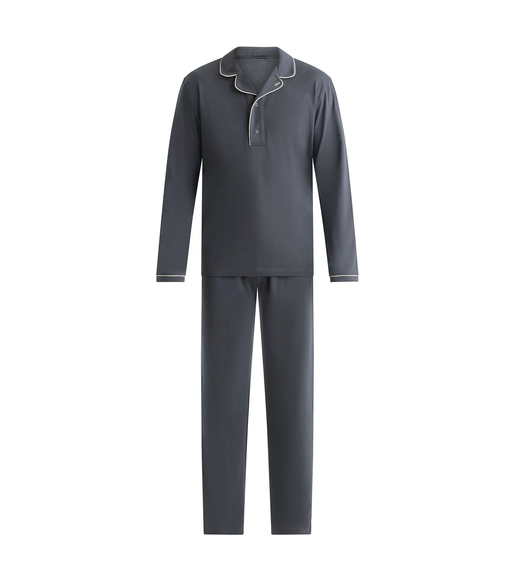 dim-ensemble-pyjama-pantalon-homme-gris-fonc-coton-interlock image 4