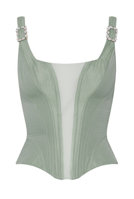 cadolle-corset-marivaux-vert-tulle image 1