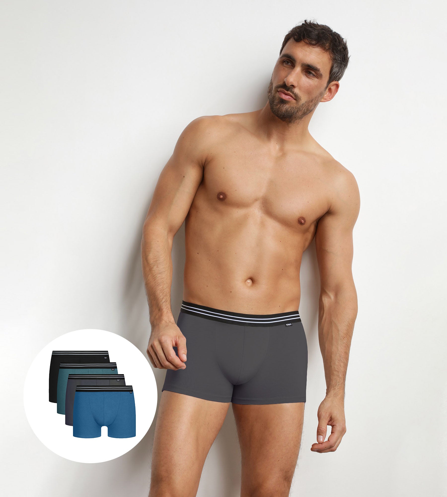 dim-lot-de-4-boxers-homme-ecodim-coton-stretch-rivi-re-bleu image 1