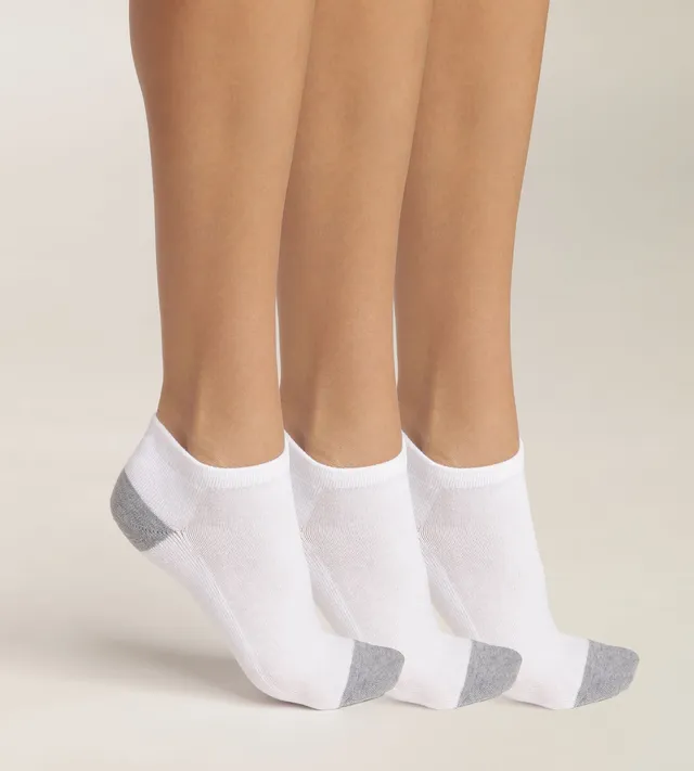 ecodim-sport-lot-de-3-paires-socquettes-femme-coton-blanc-gris image 1