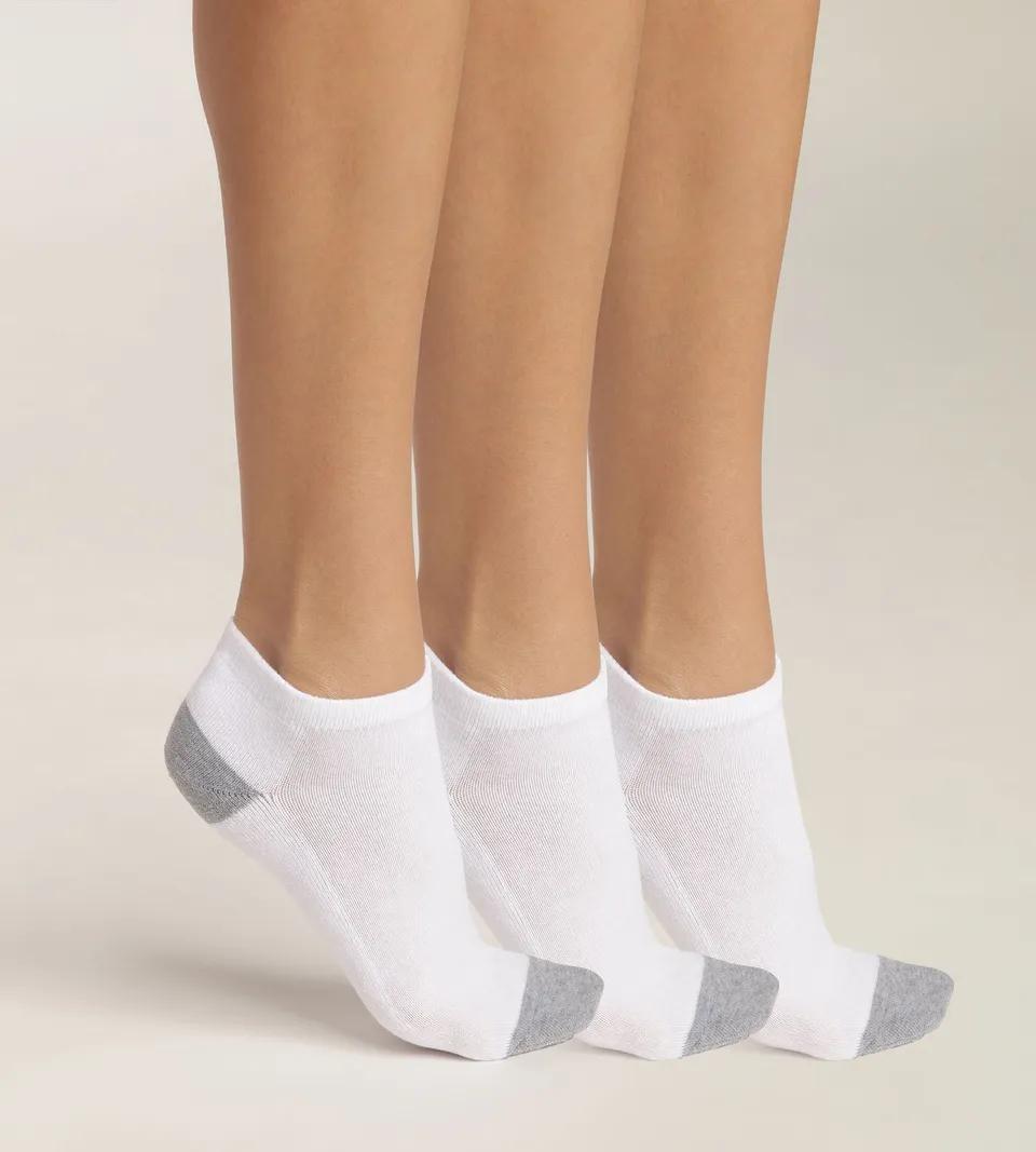 ecodim-sport-lot-de-3-paires-socquettes-femme-coton-blanc-gris image 1