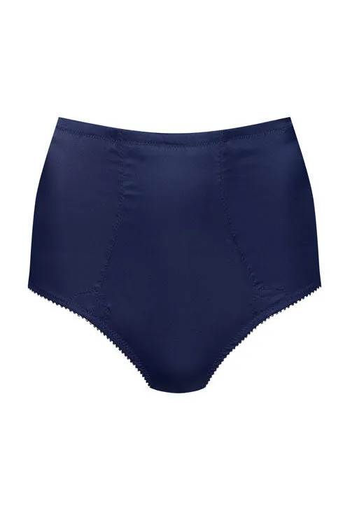 cadolle-gina-culotte-gainante-satin-bleu-nuit-taille-haute image 1