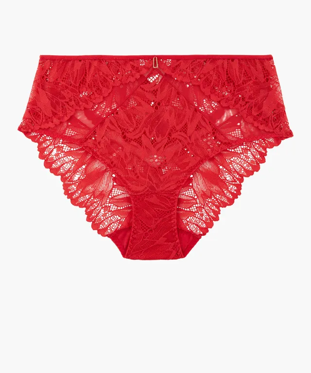 aubade-flowermania-culotte-taille-haute-rouge-floral image 1