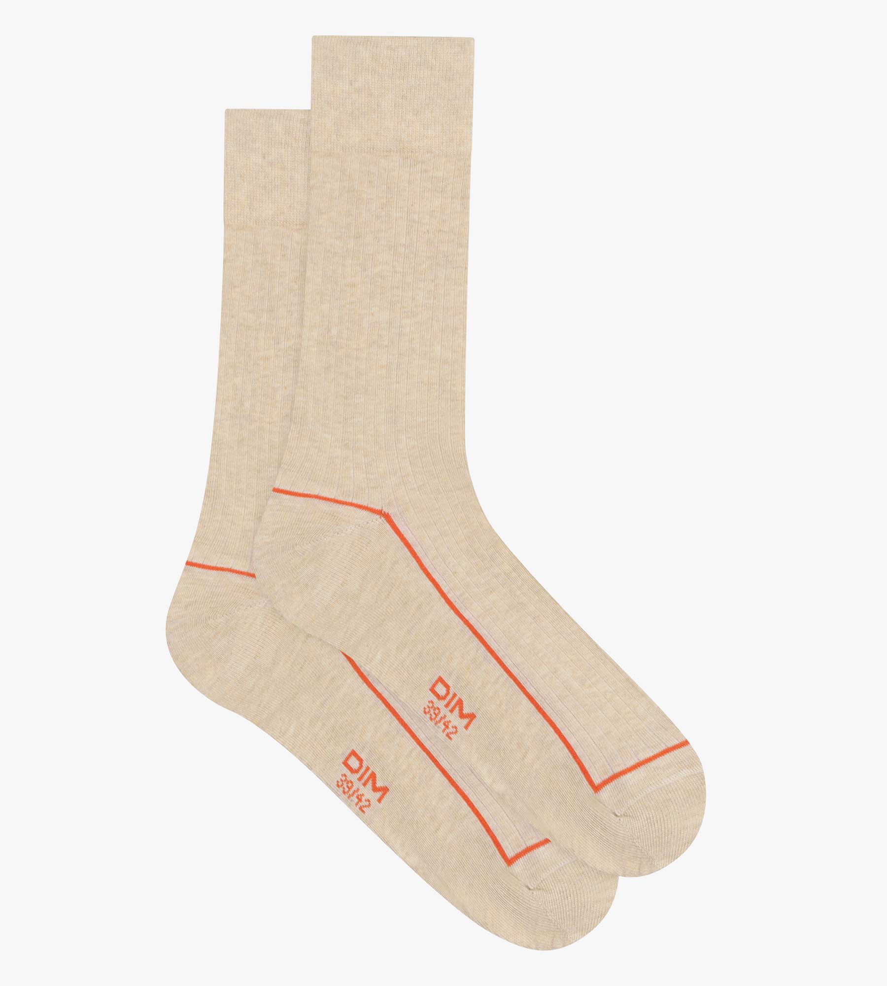 dim-mode-chaussettes-homme-coton-c-tel-beige-liser-orange image 2