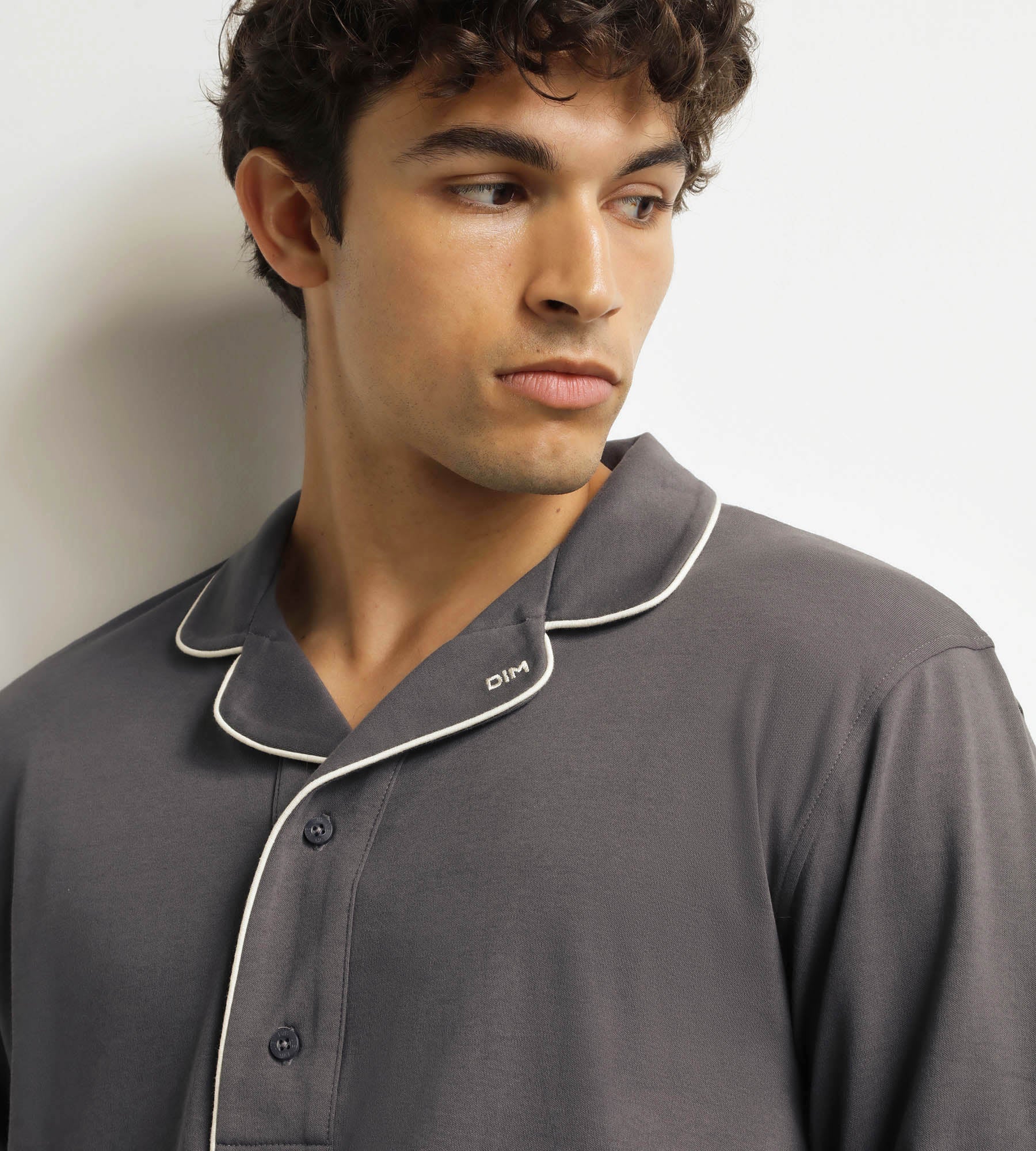 dim-ensemble-pyjama-pantalon-homme-gris-fonc-coton-interlock image 3