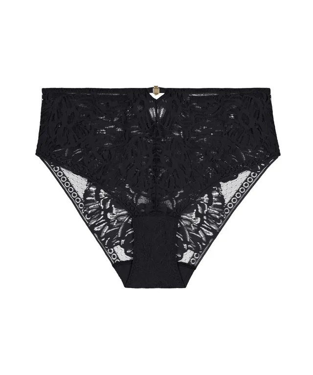 aubade-love-soul-culotte-taille-haute-dentelle-florale-black image 1
