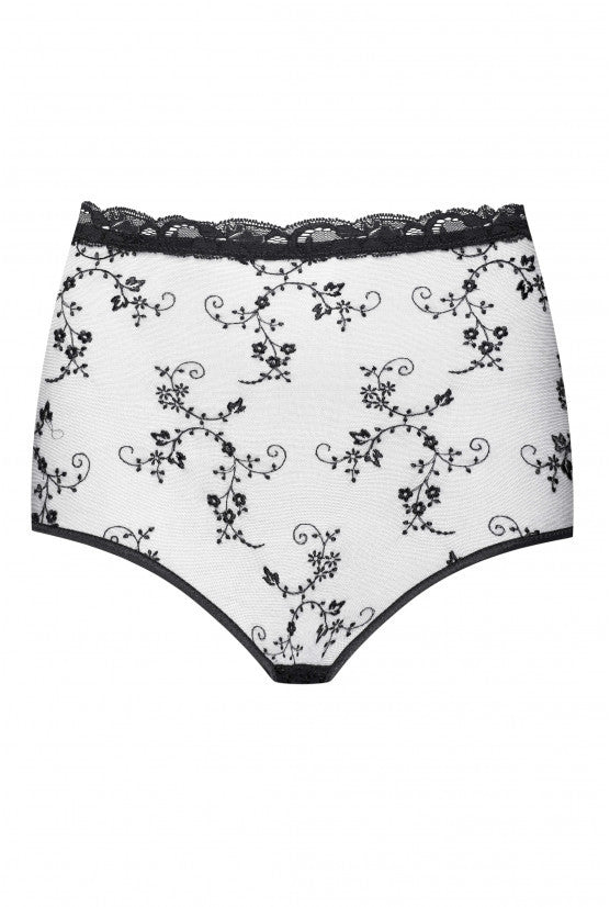 cadolle-culotte-noire-fleurette-taille-haute image 1