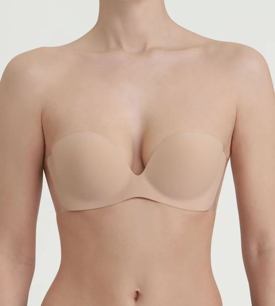 dim-soutien-gorge-bandeau-adh-sif-sans-bretelles-nude-silicone image 1