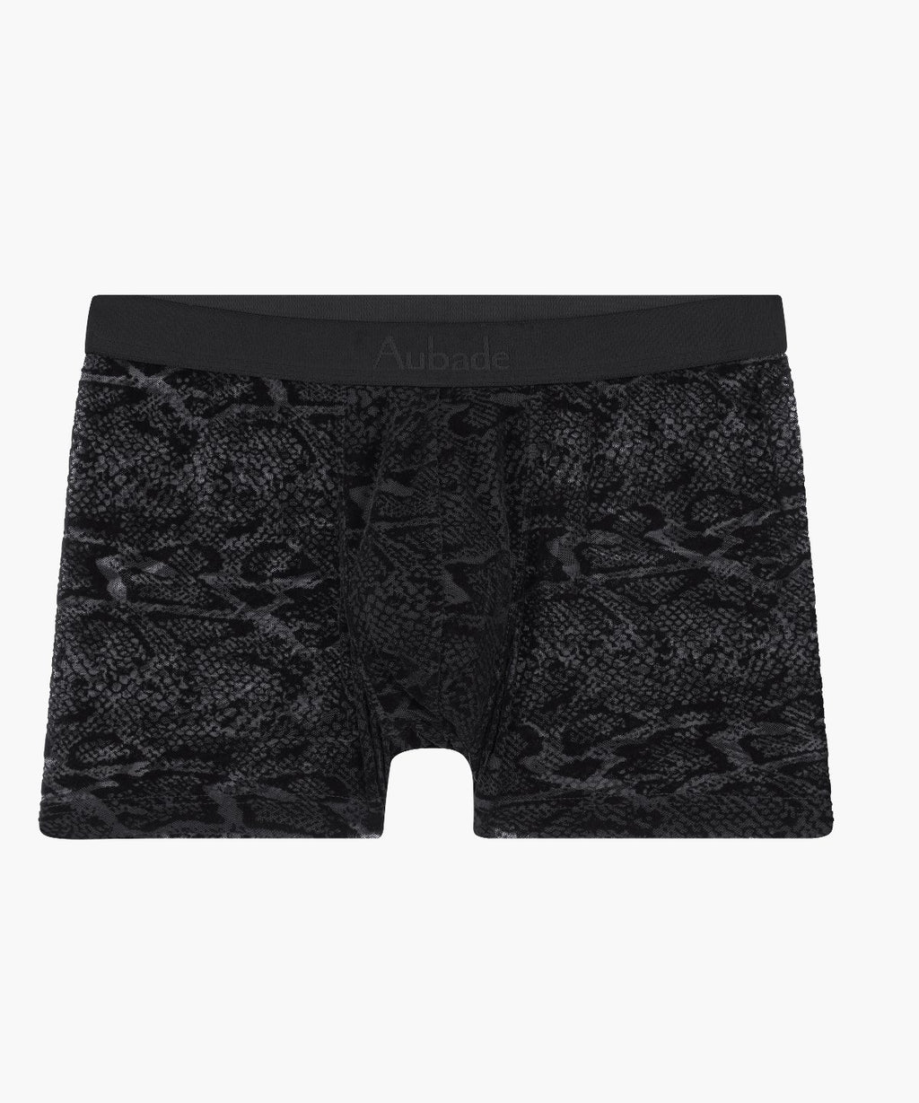 aubade-homme-boxer-black-python-boxer-homme-tulle-transparent-motif-serpent image 1