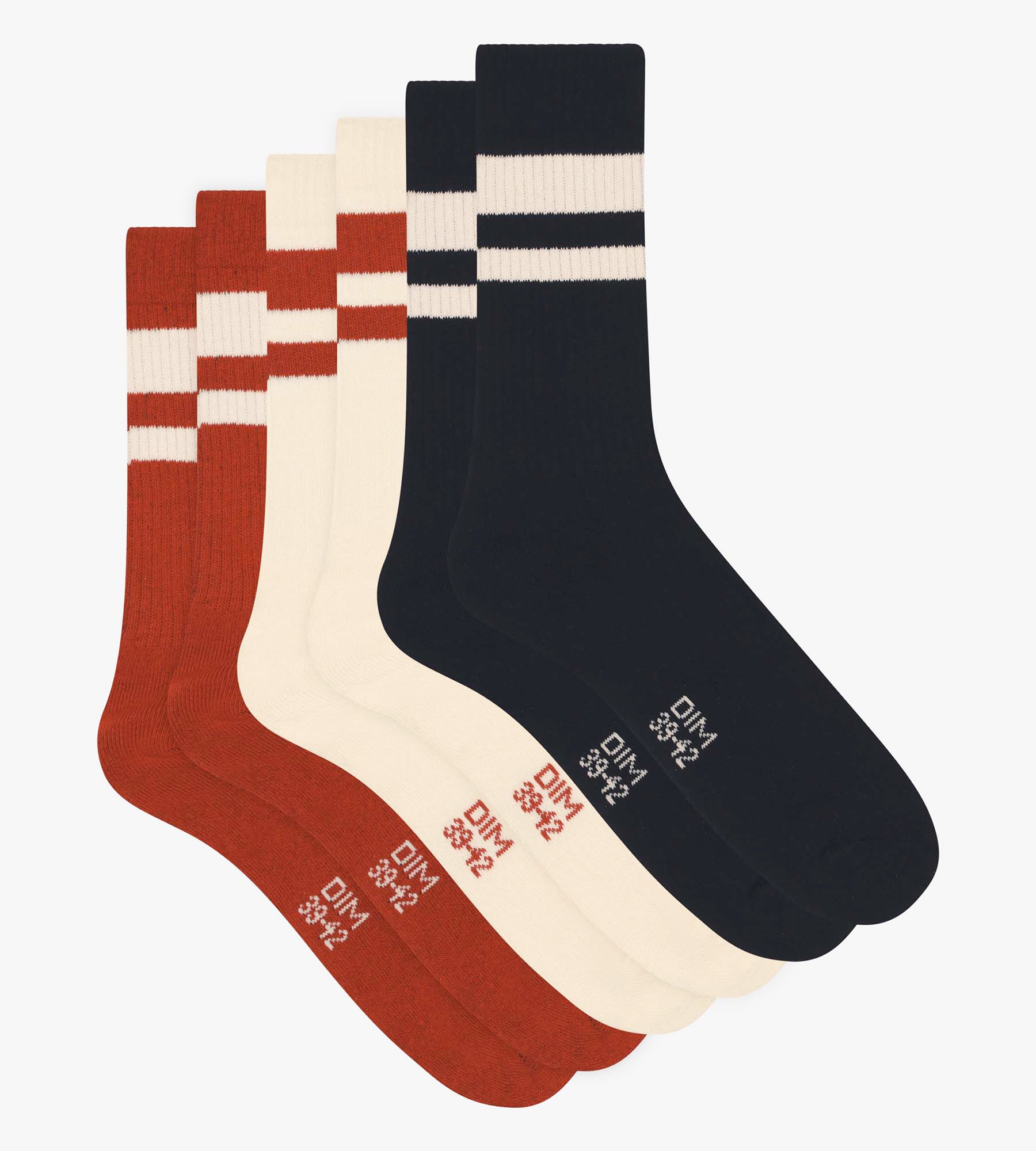 dim-lot-de-3-paires-chaussettes-homme-coton-rouge-ecodim-sport image 2