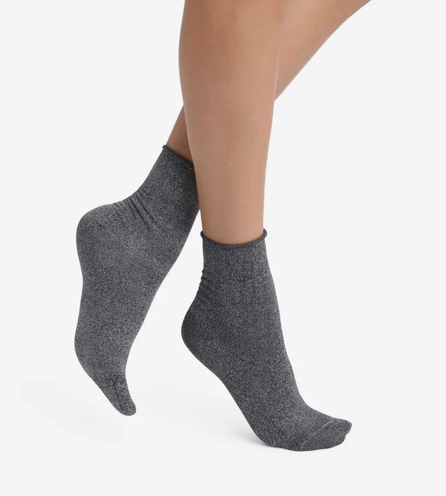 dim-mode-lot-de-2-paires-de-chaussettes-femme-lurex-noir image 1